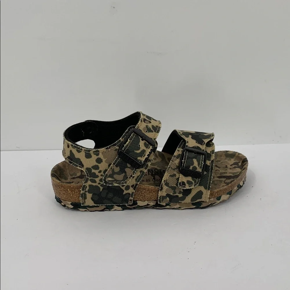 Birkenstock New York sandal camo khaki green back strap adjustable child 26 8